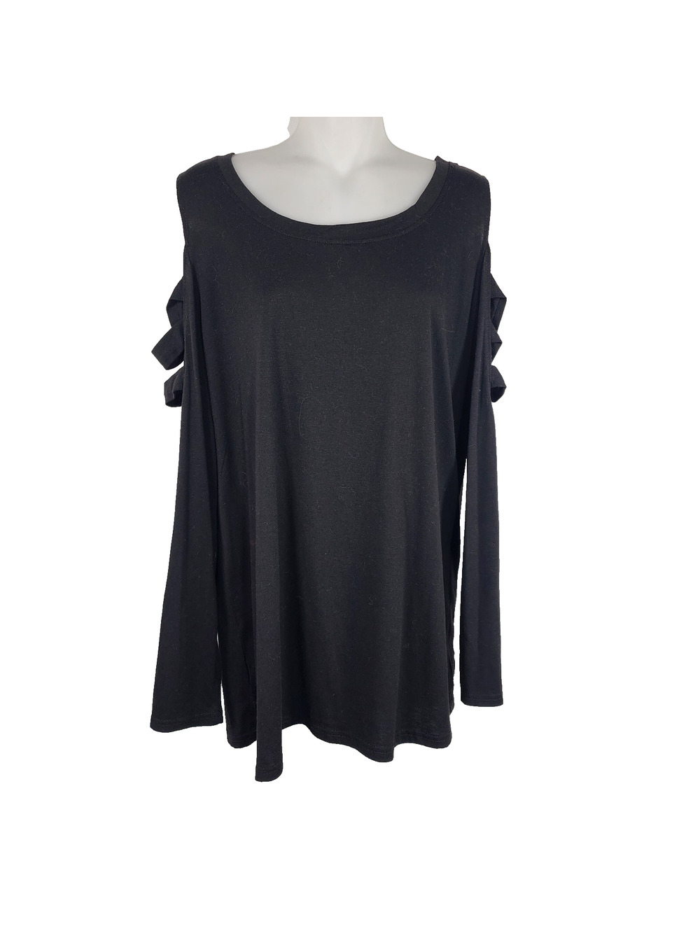 Leo Rosi Women's Gray Open Shoulder Long Sleeve Knit Top Size XL Casual Cutout